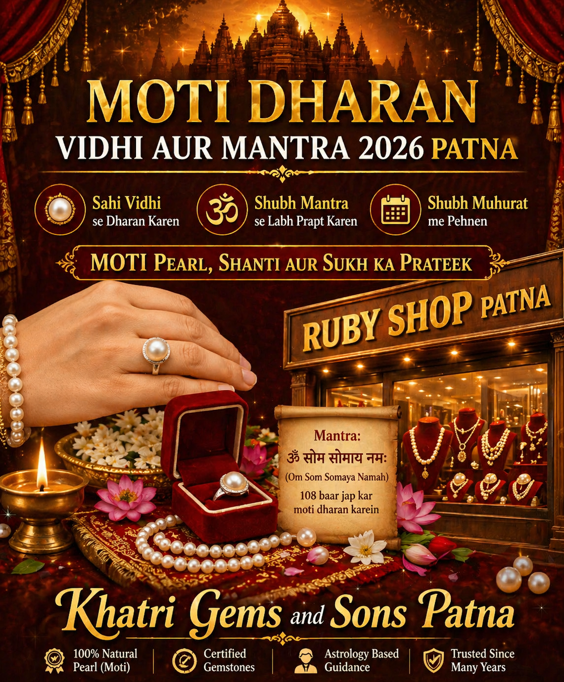 Moti (Pearl) Dharan Vidhi, Mantra & Shubh Muhurat – Khatri Gems and Sons